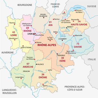 Region Rhone Alpes Ain, Ardeche, Drome et Isere